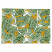 熱帯モダンバナナの緑のパターン ラージペーパーバッグ (裏面)