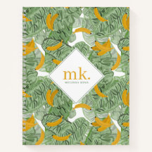 熱帯モダンバナナの緑の模様モノグラム