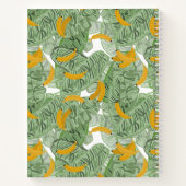 熱帯モダンバナナの緑の模様モノグラム ノートブック (裏面)