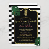 熱帯モダンパイナップルハワイアンウェディングシャワー 招待状 (正面/裏面)