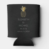 熱帯モダンパイナップル結婚ズ黒金ゴールド 缶クーラー (裏面)