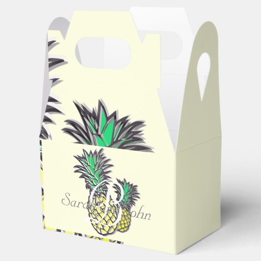 熱帯モダンパイナップル結婚式の引き出物箱 フェイバーボックス (オープン)
