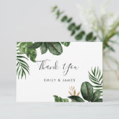 熱帯モダンパームゴムツリー金ゴールドリーフ サンキューカード (スタンド正面)