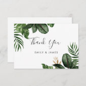 熱帯モダンパームゴムツリー金ゴールドリーフ サンキューカード (正面/裏面)