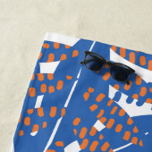 熱帯モダンパームピンクブルーイエロー ビーチタオル (インサイチュ)