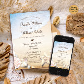 熱帯モダンビーチヒトデ結婚ィス 招待状