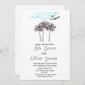 熱帯モダンビーチ海結婚式招待状 招待状 (正面/裏面)