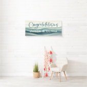 熱帯モダンビーチ結婚式おめでとう 横断幕 (インサイチュ)