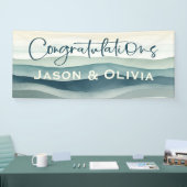 熱帯モダンビーチ結婚式おめでとう 横断幕 (トレードショー)