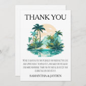 熱帯モダンビーチ結婚式サンキューカード サンキューカード (正面/裏面)