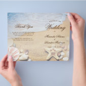 熱帯モダンビーチ結婚式折り畳みプログラムカード チラシ (手)