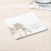 熱帯モダンビーチ結婚式 スクエアペーパーコースター (アングル)