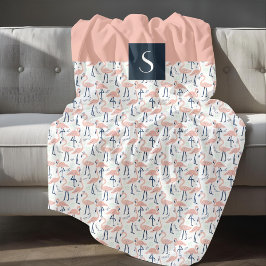 熱帯モダンピンクのフラミンゴ フリースブランケット