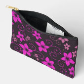 熱帯モダンピンクフローラカスタムバッグ アクセサリーポーチ (見開き)
