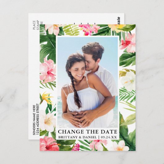 熱帯モダンフローラ写真の日付の変更 ポストカード (正面/裏面)