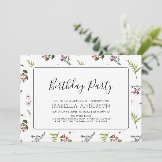 熱帯モダンフローラ夏大人の誕生日パーティー 招待状 (スタンド正面)