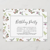 熱帯モダンフローラ夏大人の誕生日パーティー 招待状 (正面/裏面)