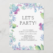 熱帯モダンフローラ夏大人の誕生日パーティー 招待状 (正面/裏面)