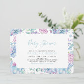 熱帯モダンフローラ夏少年ベビーシャワー 招待状 (スタンド正面)