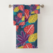 熱帯モダンフローラ数々の色エキゾチック バスタオルセット (インサイチュ)
