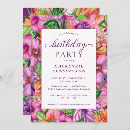 熱帯モダンフローラ誕生会 招待状 (正面/裏面)