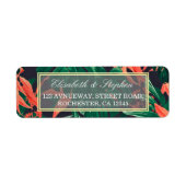 熱帯モダンフローラ金ゴールドフレーム結婚ハワイアン ラベル (正面)