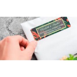 熱帯モダンフローラ金ゴールドフレーム結婚ハワイアン ラベル