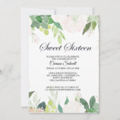 熱帯モダンフローラSweet sixteen誕生日 招待状 (正面)