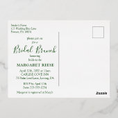 熱帯モダンブライダルブランチ金ゴールド 箔招待状ポストカード (裏面)