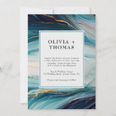 熱帯モダンブリス金ゴールドインク海波結婚の 招待状 (正面)