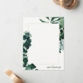 熱帯モダンモンステラの葉の緑のフレーム ノートカード (正面/裏面インサイチュ)