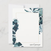 熱帯モダンモンステラの葉の青い枠 ノートカード (正面)