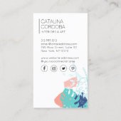 熱帯モダンモンステラの葉パタ芸術的ーンII 名刺 (裏面)