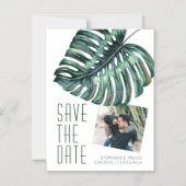 熱帯モダンモンステラ日付磁石を保存 マグネット招待状 (正面)