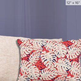 熱帯モダンモンステラ模様 アクセントクッション