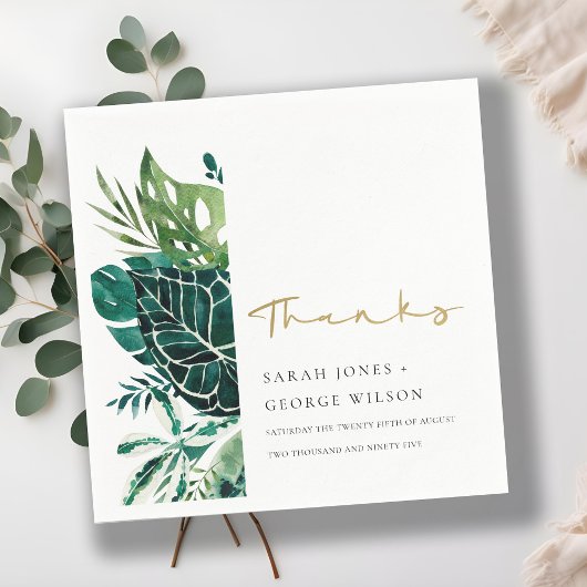 熱帯モダンモンステラ緑色葉状相結婚動物 スタンダードカクテルナプキン