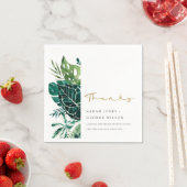 熱帯モダンモンステラ緑色葉状相結婚動物 スタンダードカクテルナプキン (インサイチュ)