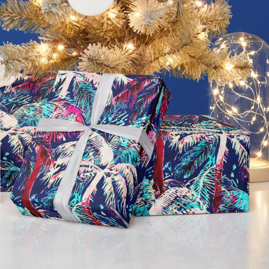熱帯モダンヤシの木の抽象芸術 ラッピングペーパー (クリスマス)