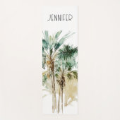 熱帯モダンヤシの木モノグラム ヨガマット (正面)