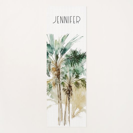 熱帯モダンヤシの木モノグラム ヨガマット (正面)