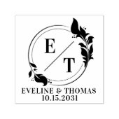 熱帯モダンリース結婚のモノグラムのロゴ セルフインキングスタンプ (デザイン)