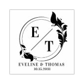 熱帯モダンリース結婚のモノグラムのロゴ ラバースタンプ (インプリント)