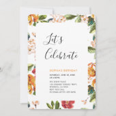 熱帯モダン夏の成人誕生日パーティー 招待状 (正面)