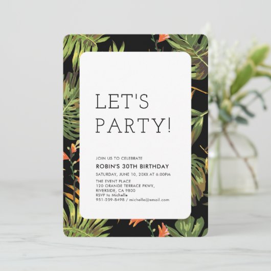 熱帯モダン夏の成人誕生日パーティー 招待状 (スタンド正面)