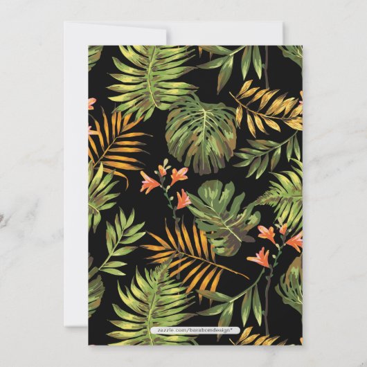 熱帯モダン成人驚き40歳の誕生日パーティー 招待状 (裏面)