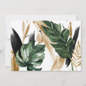 熱帯モダン抽象芸術ブラック金ゴールド保存日 招待状 (裏面)