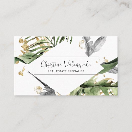 熱帯モダン抽象芸術植物名刺 名刺 (正面)