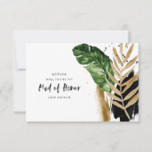 熱帯モダン抽象芸術絵を描メイド・オブ・オーナー(花嫁付き添い人) 出欠カード (正面)