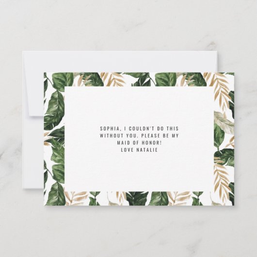 熱帯モダン抽象芸術絵を描メイド・オブ・オーナー（花嫁付き添い人） 出欠カード (裏面)