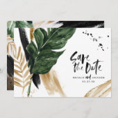 熱帯モダン抽象芸術絵を描結婚写真 セーブザデート (正面/裏面)